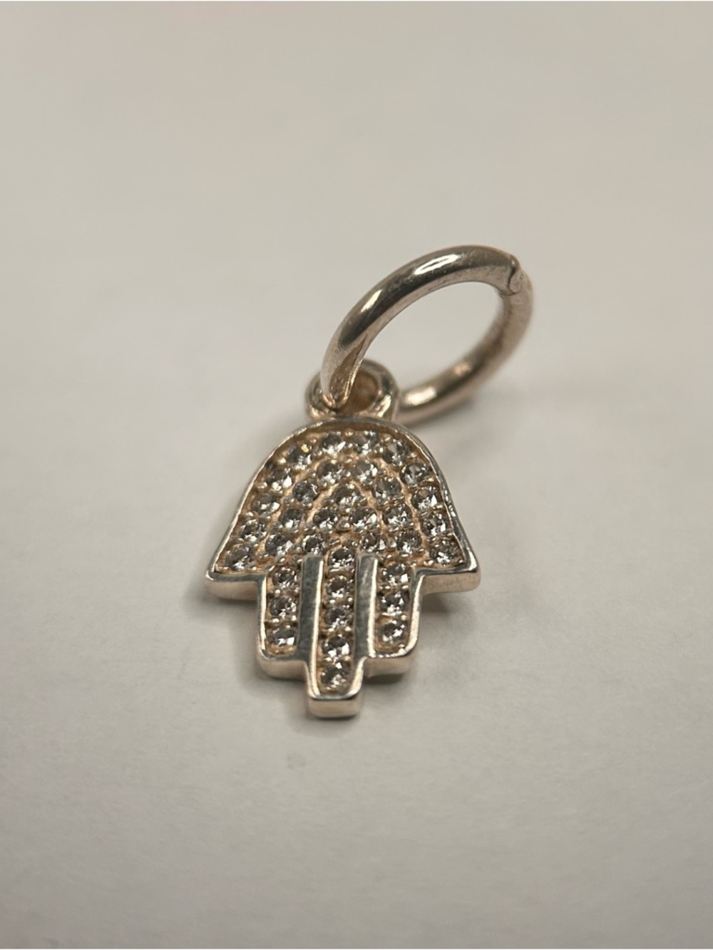 Pandora Silver Hamsa Hand Charm with Pavé Crystals. Not authenticated